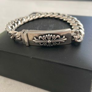 Chrome Hearts Sterling Silver Cuban Link Bracelet w box and dust bag